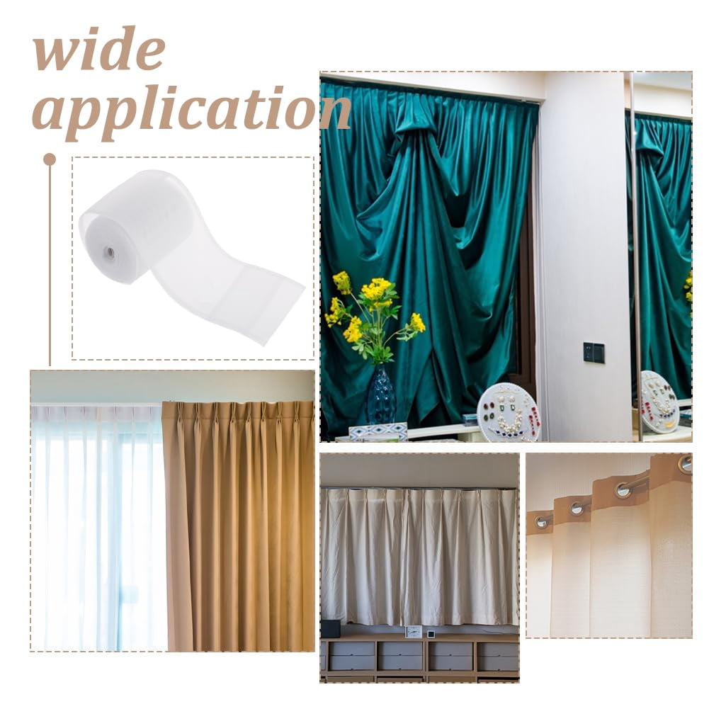 21.87 Yards Curtain Pleat Tape 4 inch Translucent Wave Curtain Tape Ripple Fold Tape White Nylon Sewing Tape Curtain Accessory for Curtain Home Decor Projects White for diy making