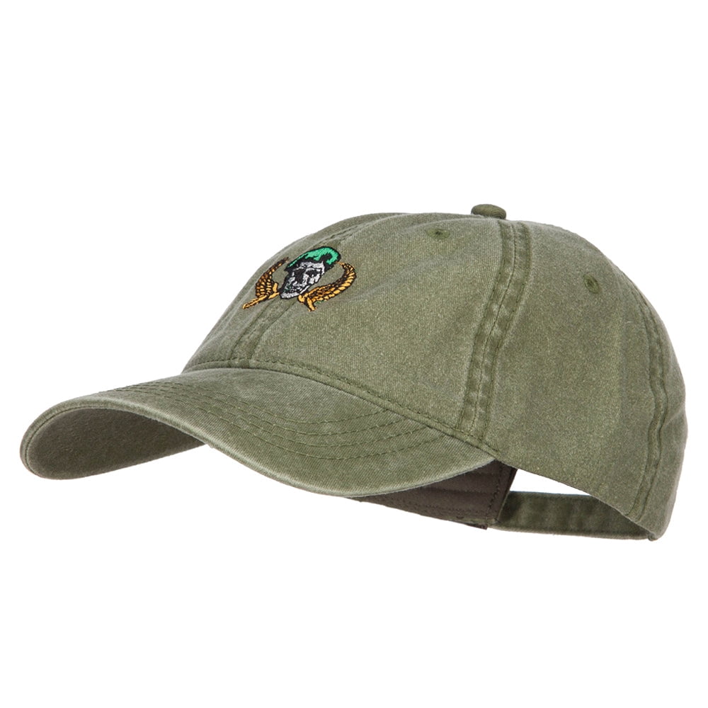 Green Beret Crest Embroidered Washed Cap - Olive OSFM