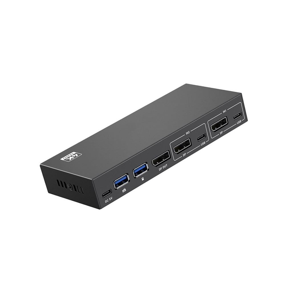 2 Port KVM Switcher 4K@144Hz Switcher USB3.0 2 in 1 Out KVM Switcher for Computer Laptop Host