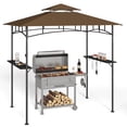 thumbnail image 4 of 8'x5' Grill Gazebo,Asofer Tier BBQ Canopy with Vented Top, Outdoor Steel Frame Shelters with Shelves and Hooks for Backyard Patio,Brown, 4 of 7