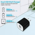 thumbnail image 6 of USB Wall Charger Block, Hootek 2.1A Dual Port USB Charger Block with 2Pack Android Charging Cord Type C Cable USB C Charging Cables 10ft USB Brick Charger Box Fast Charging Block for Samsung, Black, 6 of 7