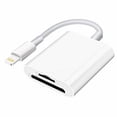 thumbnail image 1 of SD/Micro sd Card Reader for iPhone/iPad/Camera,Dual Card Slot Supports sd and TF Card Trail Camera viewer sd Card Adapter Portable Memory Card Reader No Application Required Plug and Play (White), 1 of 8