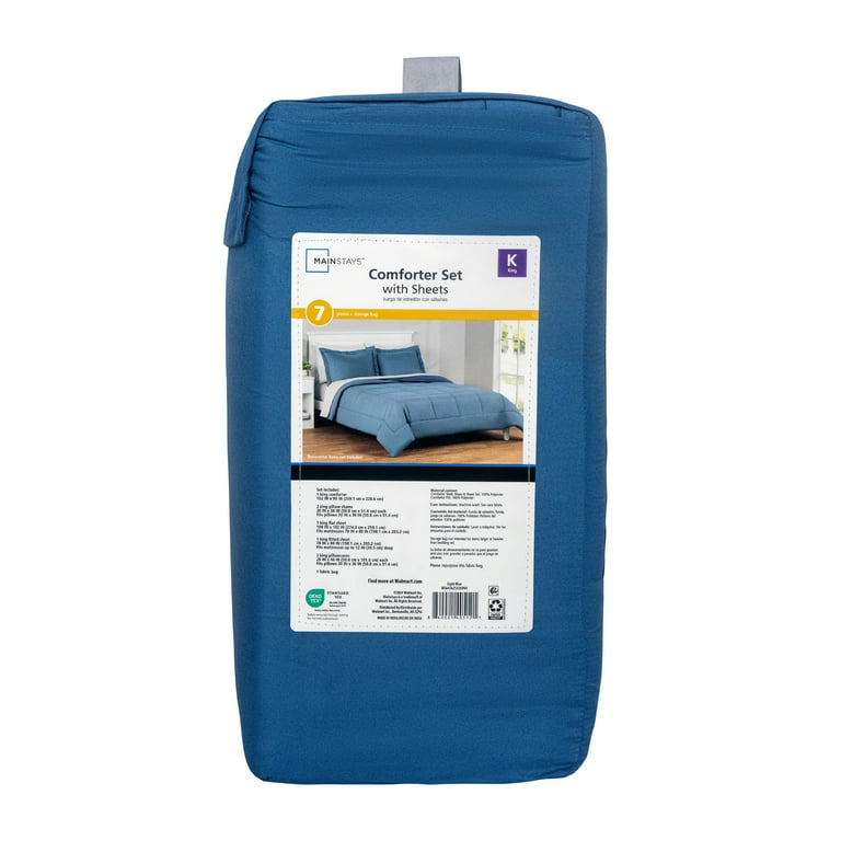 Mainstays All in One Reversible Comforter and Sheet Set- 7 Piece