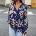 thumbnail image 3 of Camisa Blusas con estampado floral Tops Elegante traje de vacaciones de gasa para mujer (Azul marino XL) Cgtredaw Azul marino T XL para Mujer, 3 of 6