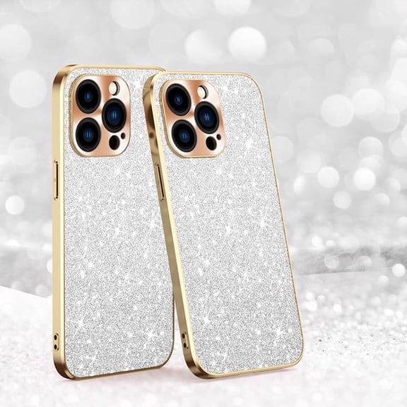 Allytechgroup Sparkle Shining Plating Case for iPhone 15 Pro, Ultra Slim Lightweight Stylish Glitter Bling Shockproof Anti-Scratch Protective Case for iPhone 15 Pro - Sliver