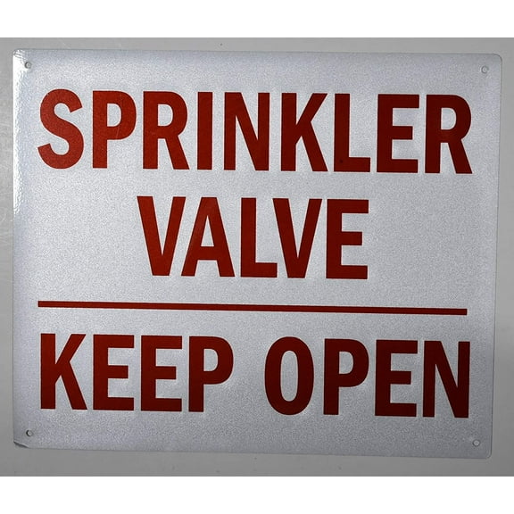 Sprinkler Valve Keep Open Sign (White, Reflective, Aluminium 10x12)(ref-2022-4)