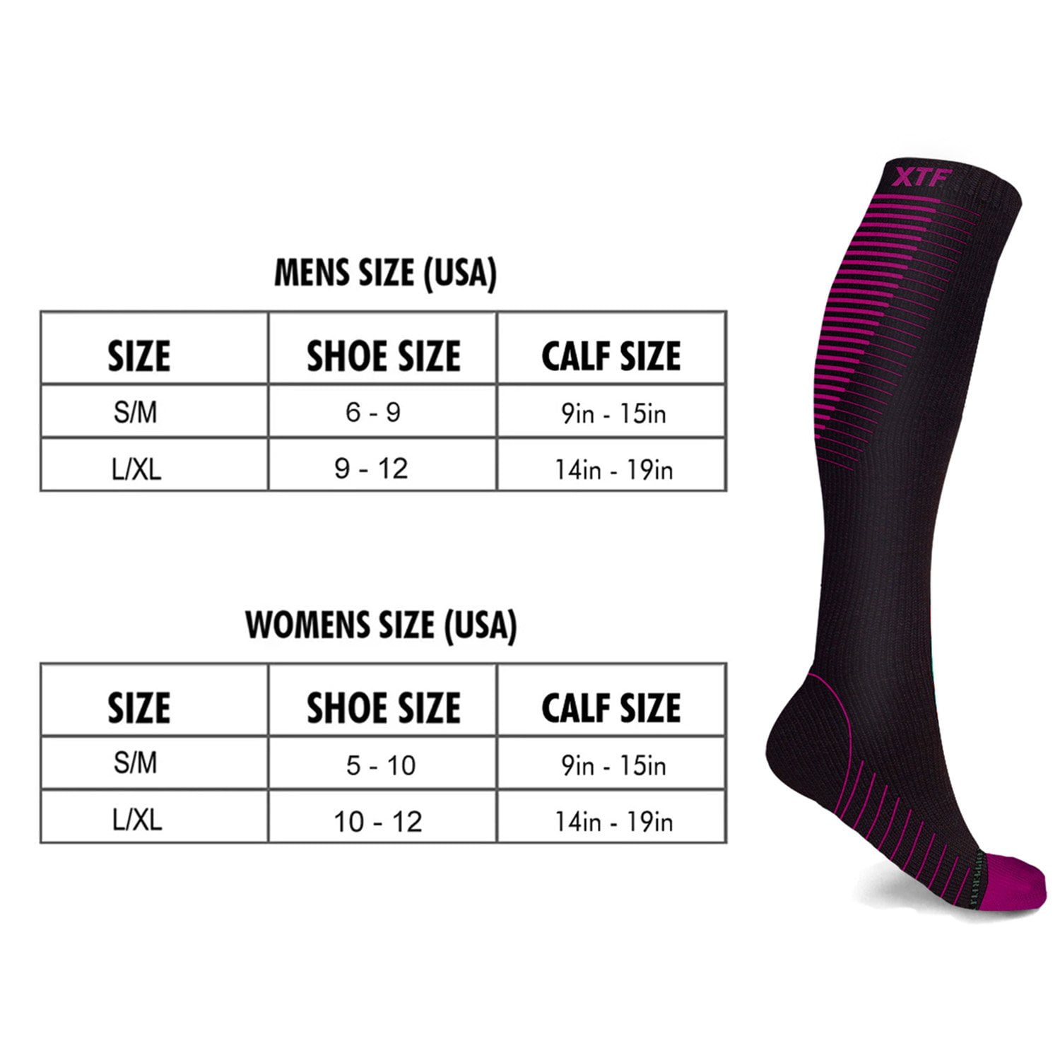 Copper Compression Socks - Knee High for Running, Athtletics, Travel - 6 Pair