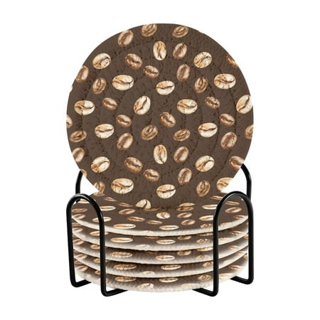 

Cartoon Coffee Bean Drink Coasters with Holder Absorbent Coaster for Coffee Table Room Decor 6 Pack
