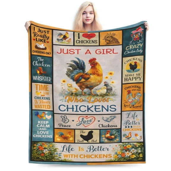 Just A Girl Who Loves Chickens Blanket, Chicken Lover Gifts for Birthday Christmas, Soft Warm Cozy Blanket for Bed Sofa Sleep 50x40