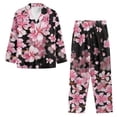 thumbnail image 3 of Suhoaziia Pink Cherry Blossoms Sleepwear for Women Nightgown Size S Comfortable Polyester 2 Pieces Nightwear Breathable Snug-Fit Sleep Set Long Sleeve Cozy Up Button-Down Outfits, 3 of 6