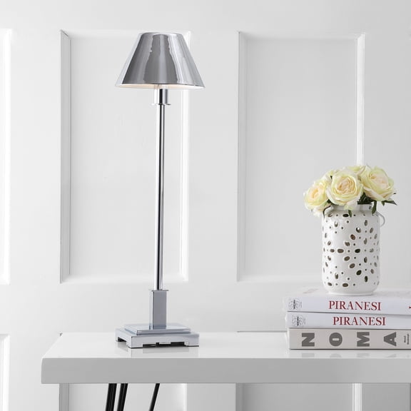 JONATHAN Y Roxy 26" Metal Shade LED Table Lamp, Chrome, JYL6006A