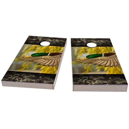 Skip's Garage Duck Hunting Theme #2 Solid Wood Cornhole Board Set