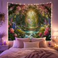 thumbnail image 2 of Stone Archway Over a Cascading Garden Stream, Dreamy Fantasy for Flower Lovers, Botanical Wall Art, Housewarming Gift, Tapestry Wall Hanging for Bedroom and Living Room, 2 of 7