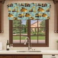 thumbnail image 6 of 2 Pack Valances for Window, Construction Truck Short Curtains for Kitchen Bedroom Living Room, Cartoon Grips and Bulldozers Green Rod Pocket Small Window Treatment Valance Drapes 60 x 18 Inch, 6 of 8