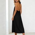 thumbnail image 7 of Gamivast Dresses for Women Linen Halter V-Neck Sleeveless Maxi Dress with Pockets Casual Loose Fit Button Front Summer Beach Vacation Dress Black S, 7 of 7