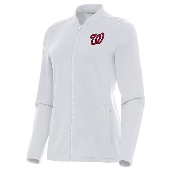 Women's Antigua White Washington Nationals Continual Full-Zip Jacket