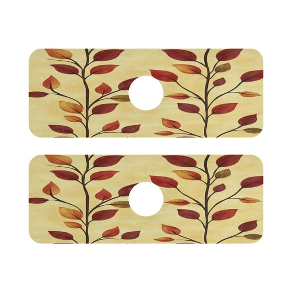 Branch Pattern Quick Dry Silicone Algae Faucet Pad 14.7x5.4in 2 Pack Absorbent Mat for Kitchen Sink, Bathroom Countertop