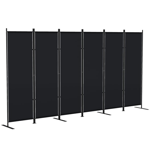 HOMCOM 6 Panel Room Divider, Folding Privacy Screen, Black