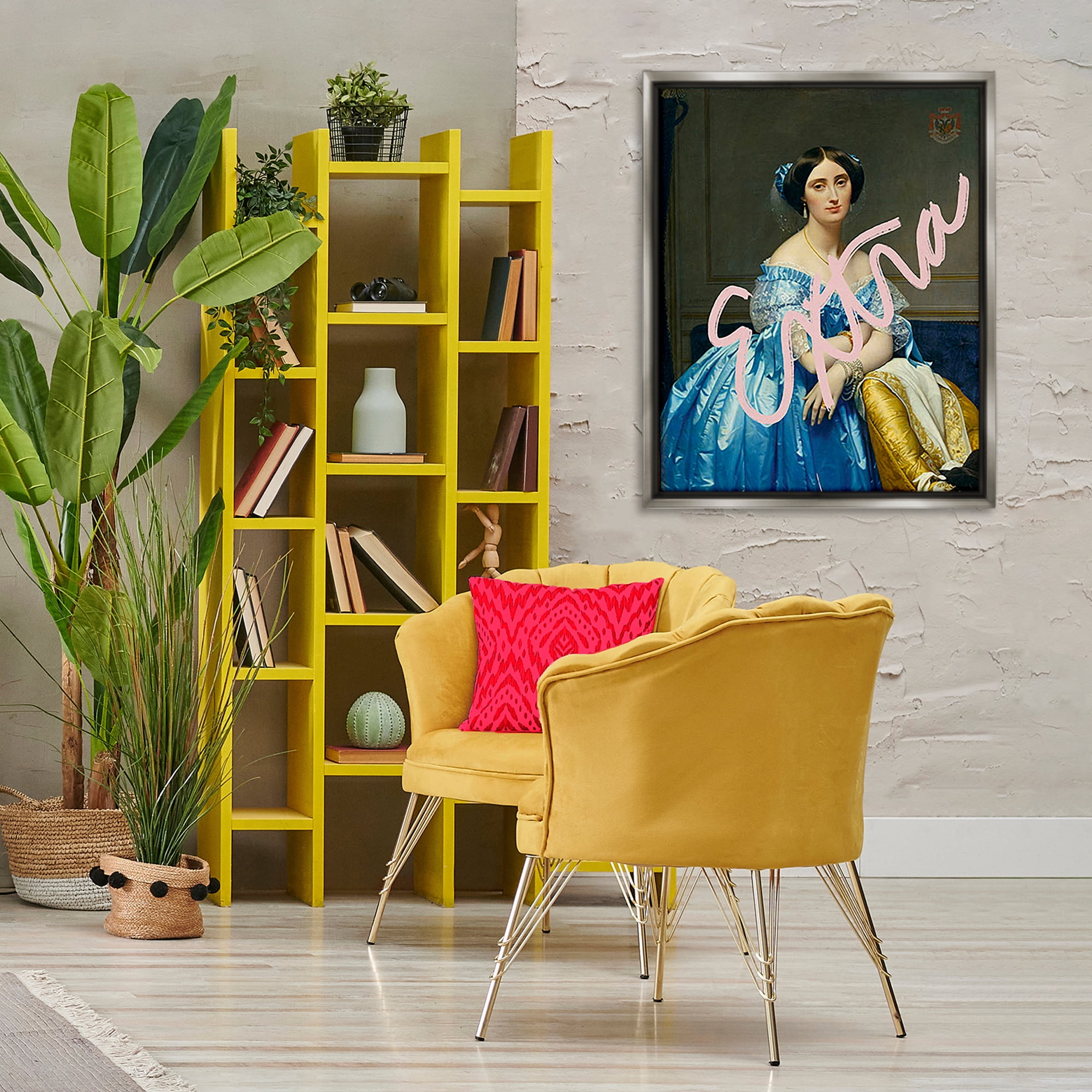 Stupell Industries Extra Classical Portrait Novelty & Humor Painting Gray Floater Framed Canvas Art Print Wall Art, 25 x 31