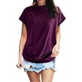 thumbnail image 3 of T-shirt à Col Roulé en Coton à Manches Courtes et Blouse Décontractée pour Femmes T-shirt à Grande Taille pour Femmes, 3 of 5
