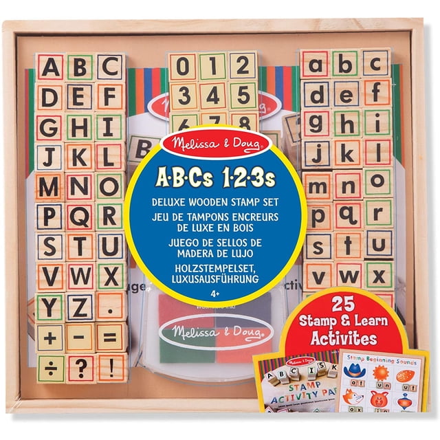 Set Deluxe de Sellos de Madera del ABC - 123 Melissa & Doug 4+ Melissa & Doug 40118