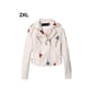 thumbnail image 5 of Guardurnaity Chaqueta de cuero con bordado floral ajustada, ropa de calle de moda para mujer, chaqueta de cuero sintético para mujer Abrigos y chamarras blanco XL, 5 of 6