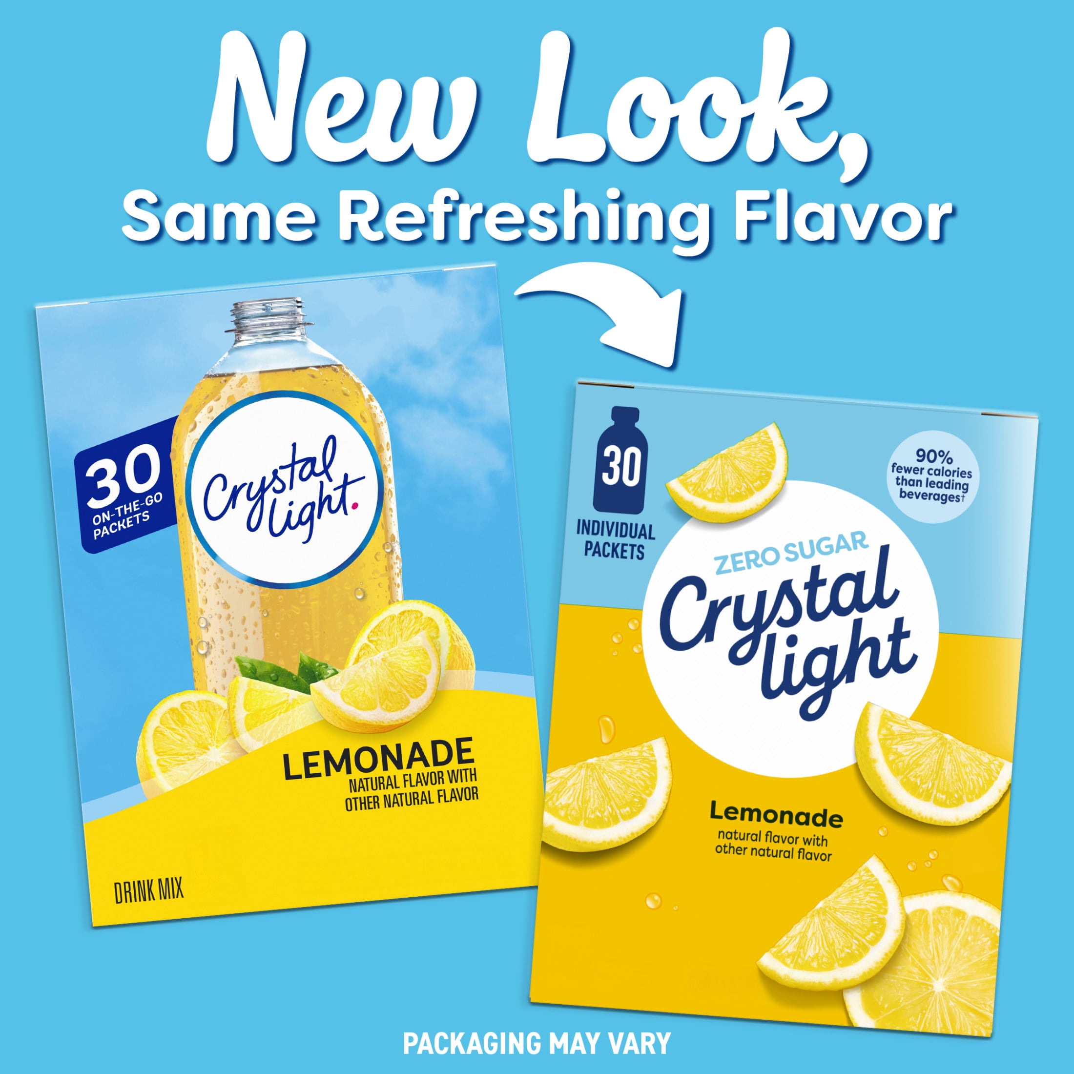 (2 pack) Crystal Light Drink Mix, Lemonade, On The Go Packets, 30 ct Box
