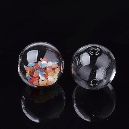 100pc Handmade Blown Glass Globe Beads Round Clear 22x21~22mm Hole: 1.5~2.5mm