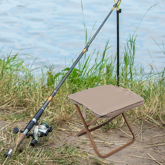 ibasenice Foldable Camping Chair Stool Portable Lightweight with Khaki Oxford Material for Outdoor Activities