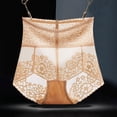 thumbnail image 3 of dazeni Seamless High Waisted Thong Panty with Lace Jacquard for Women Tummy Control Underwear See Through Panties L-2XL, 3 of 4