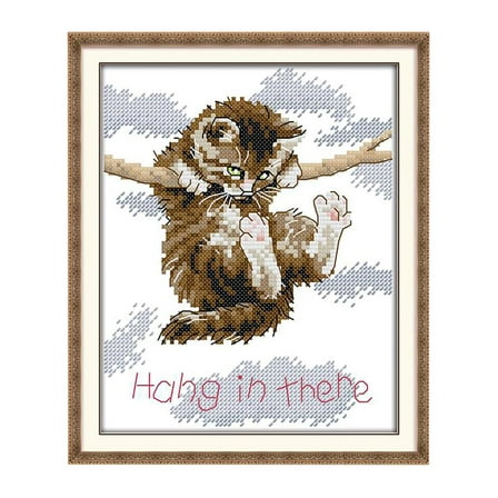 EHJRE 14CT 18x21cm Cat In There Counted Cross Stitch Kit DIY Needlework For Beginners