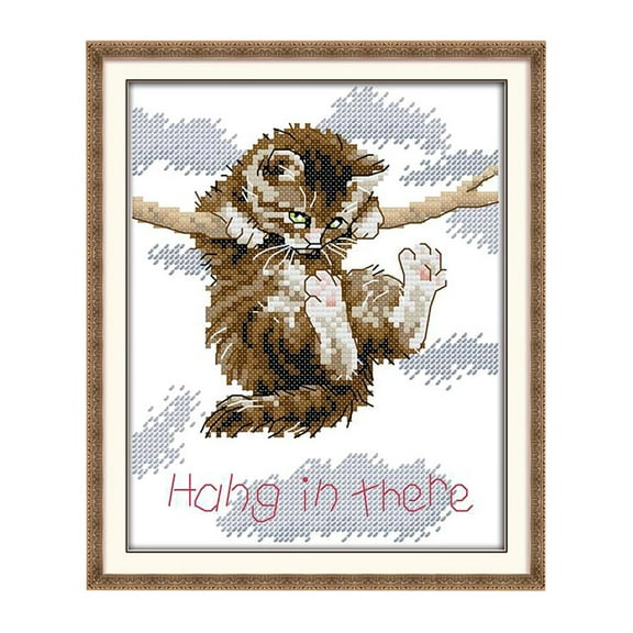 EHJRE 14CT 18x21cm Cat In There Counted Cross Stitch Kit DIY Needlework For Beginners