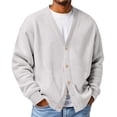thumbnail image 2 of GrmtClth Mens Cardigan Sweaters Long Sleeve Waffle Textured Knit Sweater Casual Open Front Cardigan Button Down Lightweight Outfits White L, 2 of 4