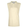 thumbnail image 4 of Beige Womens Summer Tops Shirts For Women 2025 Summer Button Down Collared Sleeveless Tops Business Work Casual Basic Blouses Shirts for Women, 4 of 5