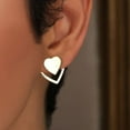 thumbnail image 2 of 1 Pair Stud Earrings Two Layers Heart Simple Women Exquisite All Match Ear Studs for Daily Wear, 2 of 8