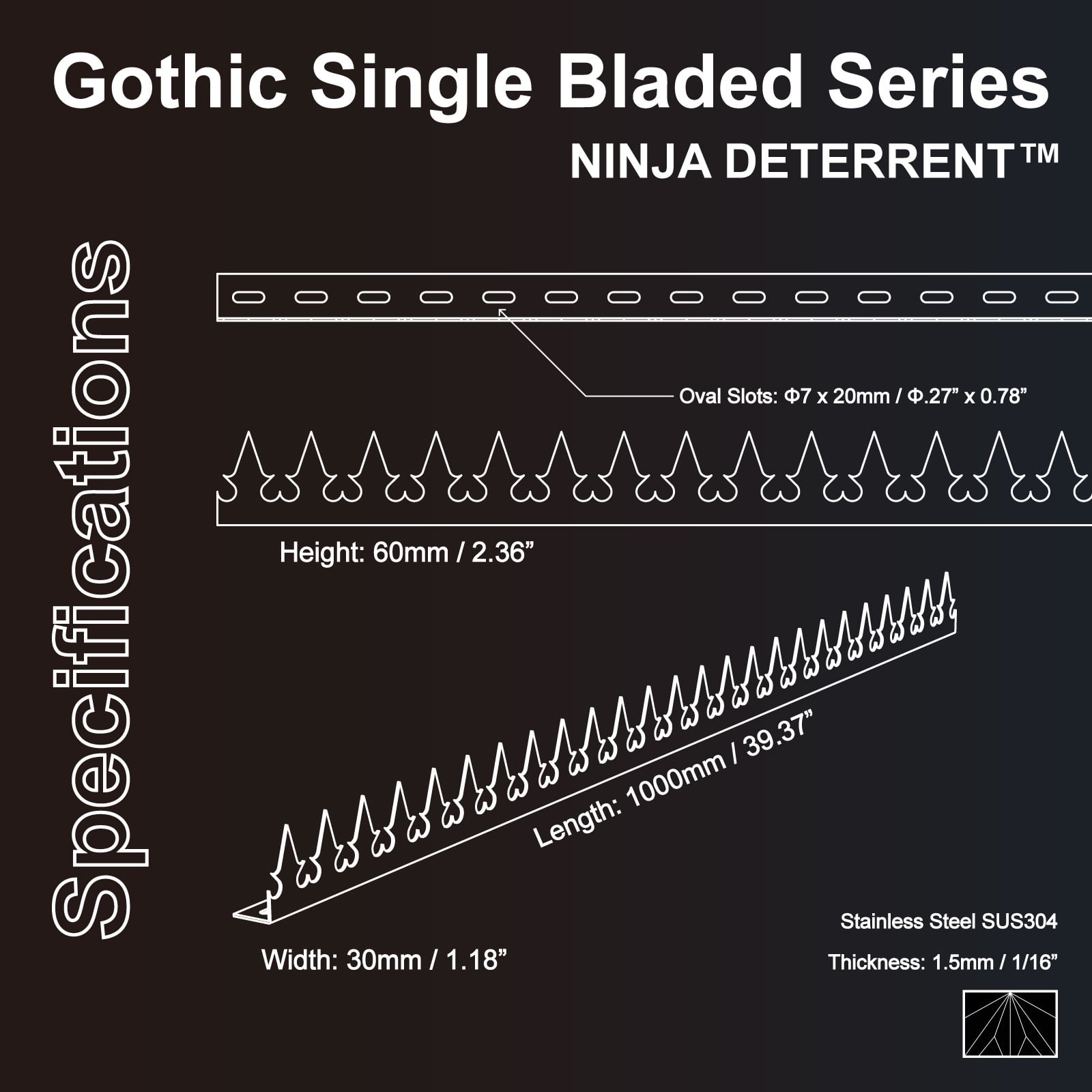 Ninja Deterrent™ | Fence Spikes Wall Spikes Anti Climb Home Security Guard| GizaGiza Heart Single Bladed 1m White | Bird Spikes