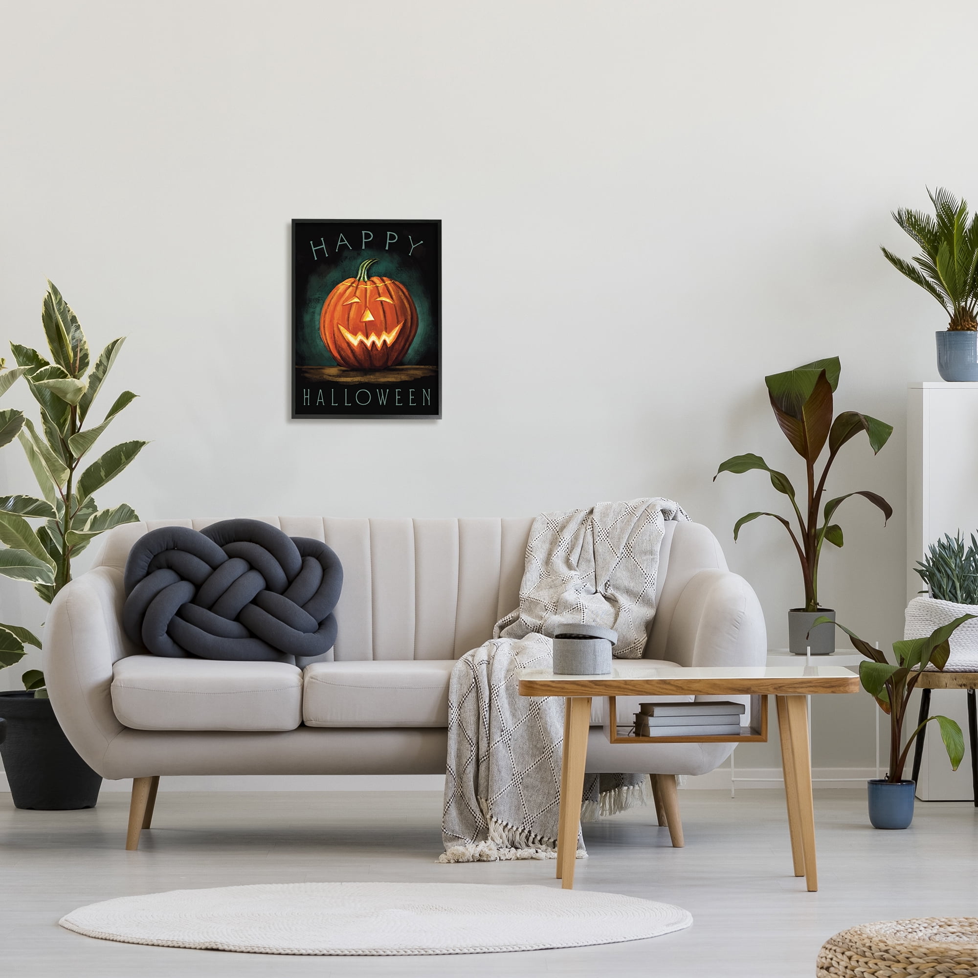 Stupell Industries Happy Halloween Happy Jack-O-Lantern Smile Festive, 16 x 20, Designed by Elizabeth Tyndall