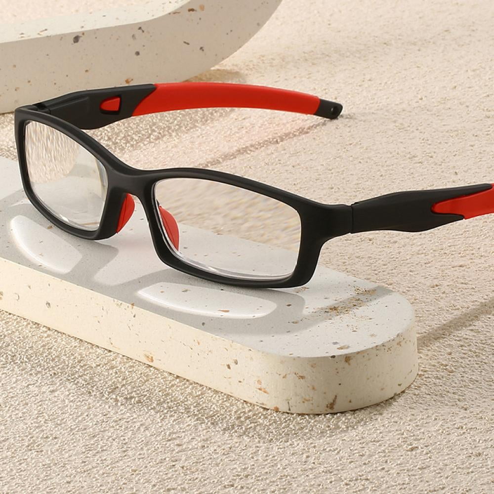 3 Pairs Mens Rimmed Sporty Rectangle Reading Glasses +3.0, Womens Blue Light Blocking Plastic Red Sport Spring Hinge Readers 3.00, Fashion Presbyopia glasses +300 strength