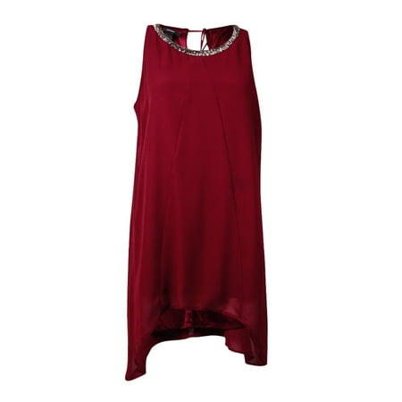 Keyhole Beaded Halter Top - Alfani Women's Handkerchief Hem Beaded Halter Tunic Top (8, New Burgundy)
