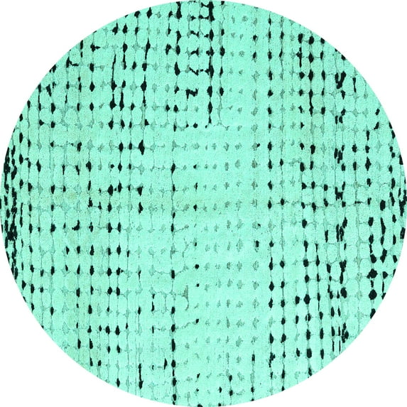 Ahgly Company Machine Washable Indoor Round Solid Turquoise Blue Modern Area Rugs, 8' Round