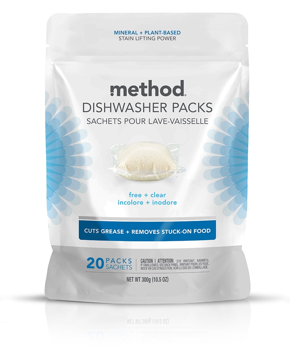 Method Power Dish Dishwasher Soap Packs, Free + Clear, 20 Count