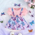 thumbnail image 3 of WIBACKER Newborn Baby Girls Summer Clothes Infant Short Sleeve Butterfly Print Romper Dress Headband Outfits, 3 of 8