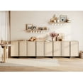 thumbnail image 6 of WAMPAT Modern TV Stand for TVs Up to 110", Wooden Entertainment Center TV Console with 8 Door Closed Storage and T-Shaped Wood Legs, Media Console Cabinet for Living Room, Bedroom, Light Oak, 6 of 12
