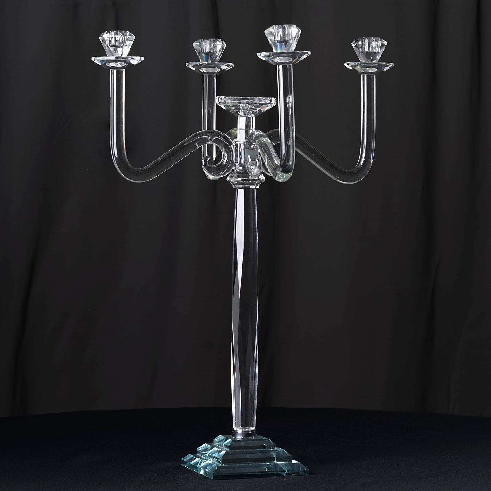 Balsa Circle 27" Clear 4 Arm Crystal Glass Candelabra Candle Holder Wedding Party Decarations