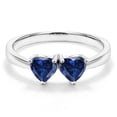 thumbnail image 3 of Gem Stone King 925 Sterling Silver Blue Created Sapphire Women Ring (1.00 Ct Heart Shape, Size 6), 3 of 6
