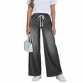 thumbnail image 5 of Women's Pull On High Waisted Wide Leg Jeans Stretchy Baggy Denim Trousers, 5 of 6