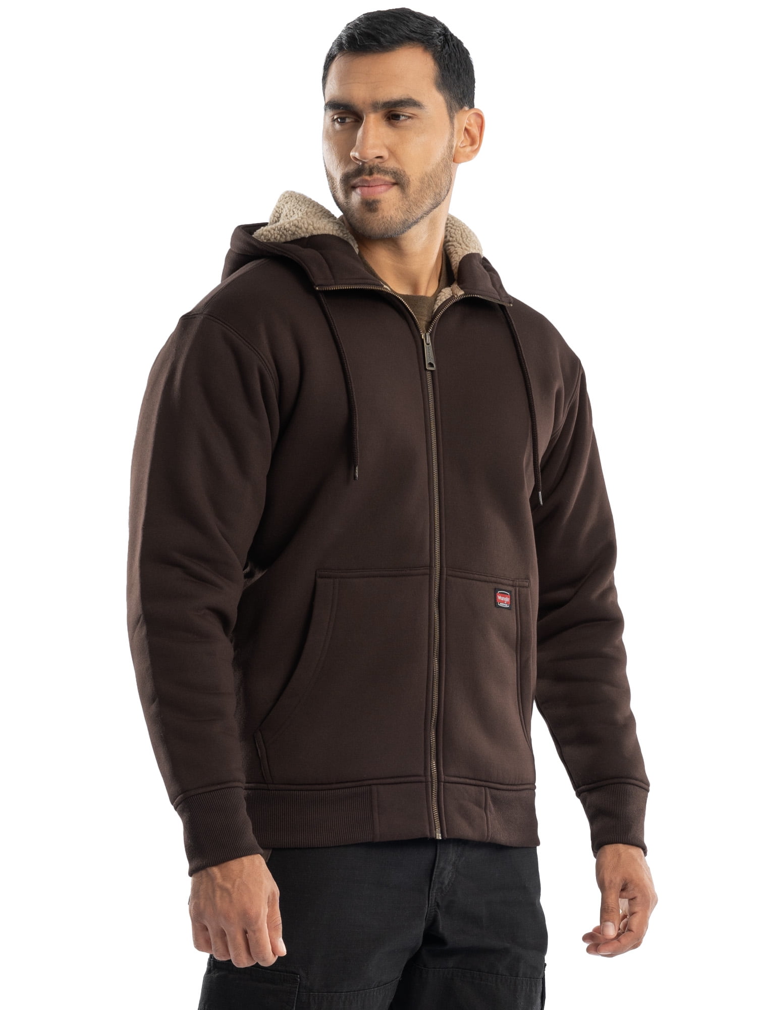 Wrangler Workwear Men's Durable Quilted Zip-up Fleece Hooded Jacket, S-3XL (Men's and Big Men's)