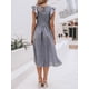 thumbnail image 5 of Vestido Miessial, vestido midi de lino de verano con cuello cuadrado, gris, para mujer, 5 of 5