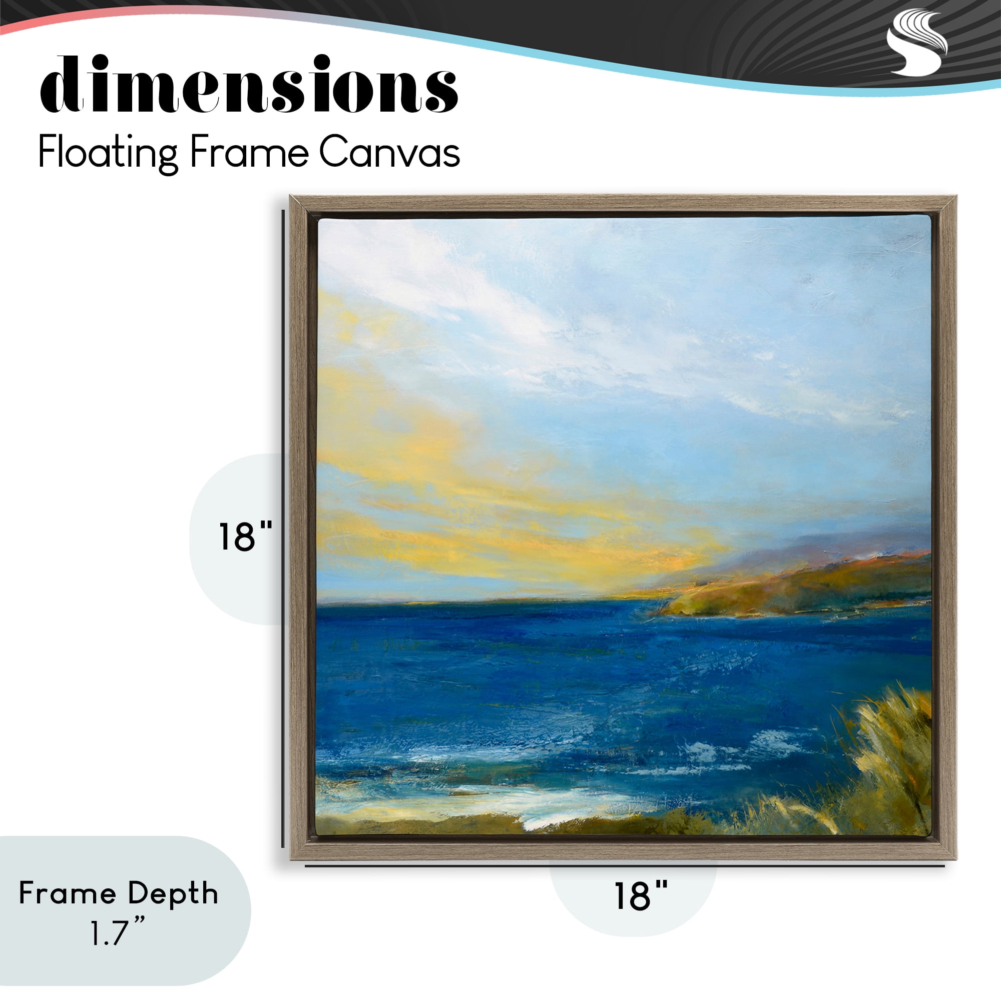 Stupell Industries Vibrant Ocean Light at Dusk Brown Framed Floater Canvas Wall Art, design by Patrick Dennis