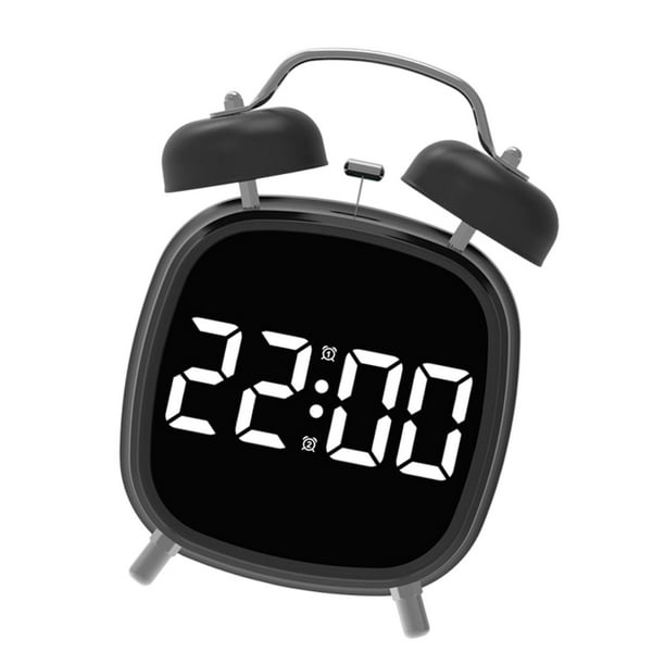 Reloj despertador digital electrónico LED con alarma y números grandes, de escritorio y pantalla grande. Blanco